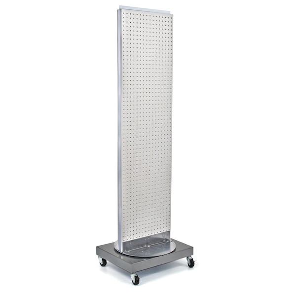 Azar Displays Two-Sided Pegboard Floor Display on Revolving Wheeled Base. Spinner Rack Stand. 700253-WHT - main